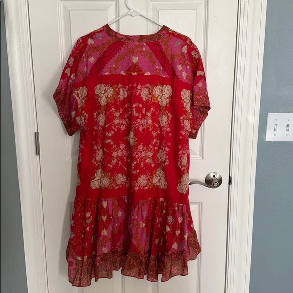Free People Agnes Printed Mini Dress in Red/Pink - Picture 6 of 8